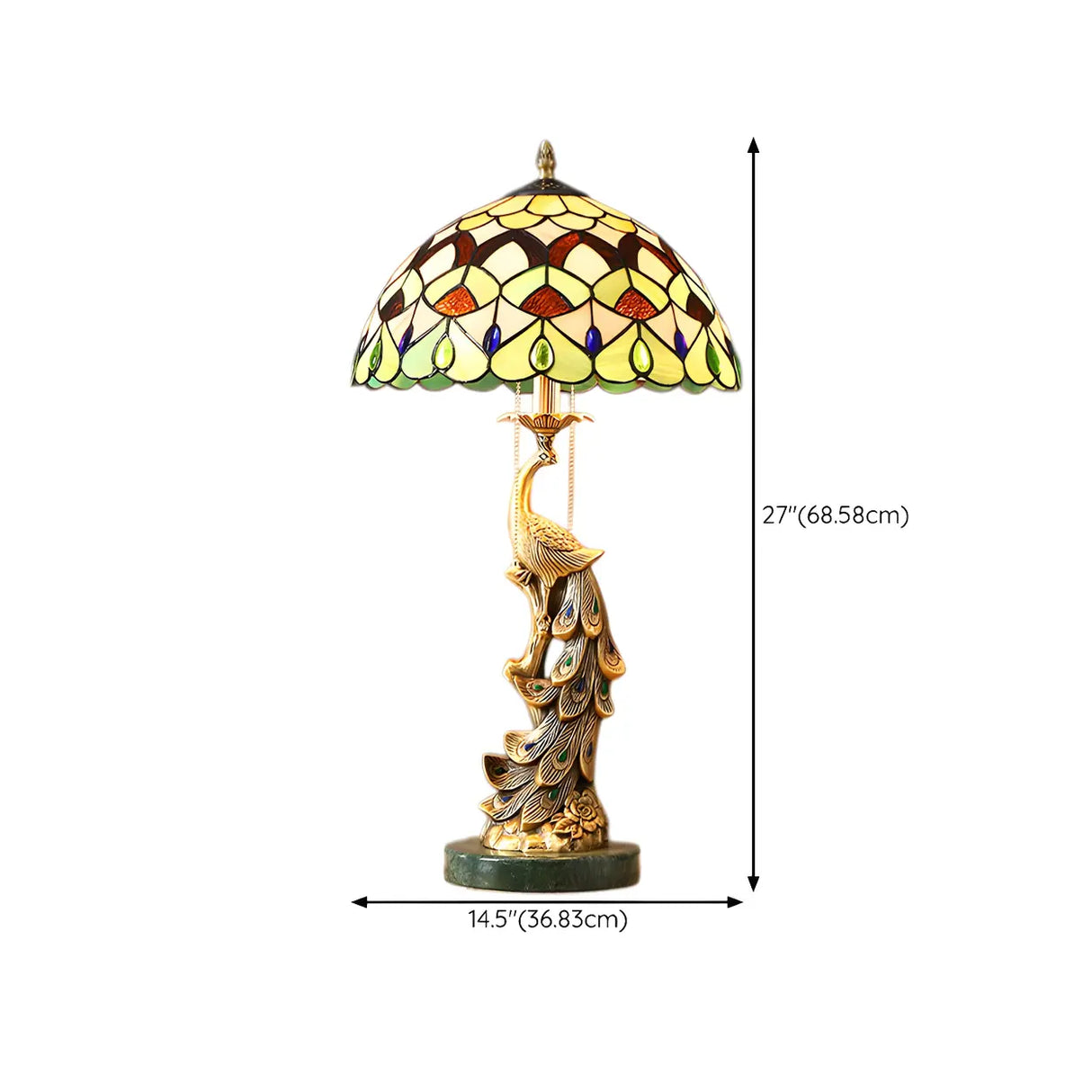 Elegant Tiffany Phoenix Dome Stained Glass Table Lamp