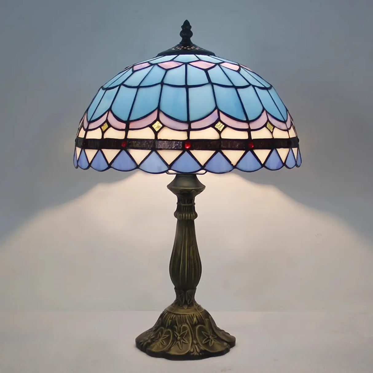 Elegant Tiffany Stained Glass Dome Decor Table Lamp Image - 11