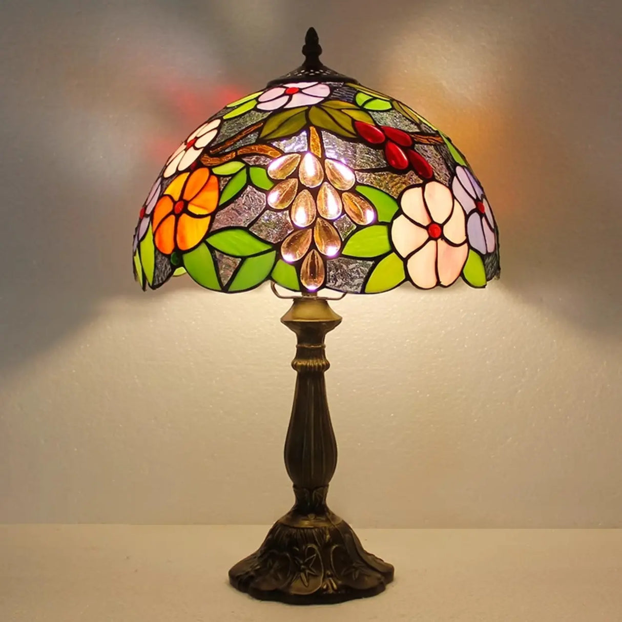 Elegant Tiffany Stained Glass Dome Decor Table Lamp Image - 8