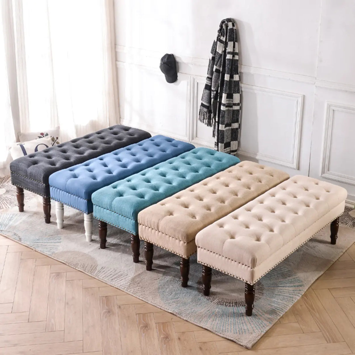 Elegant Upholstered Entryway Bench with Tufted Cushion Image - 4