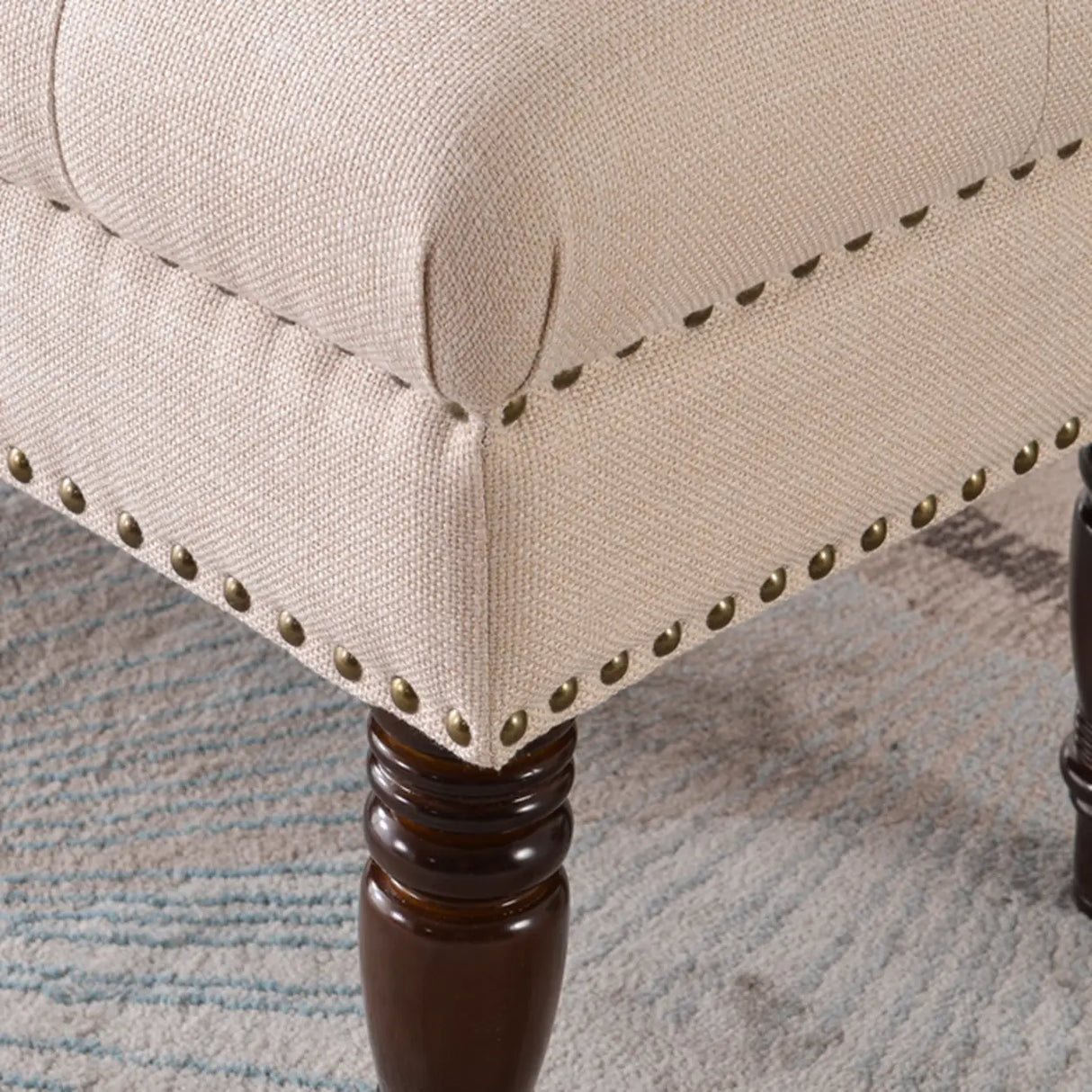 Elegant Upholstered Entryway Bench with Tufted Cushion Image - 6