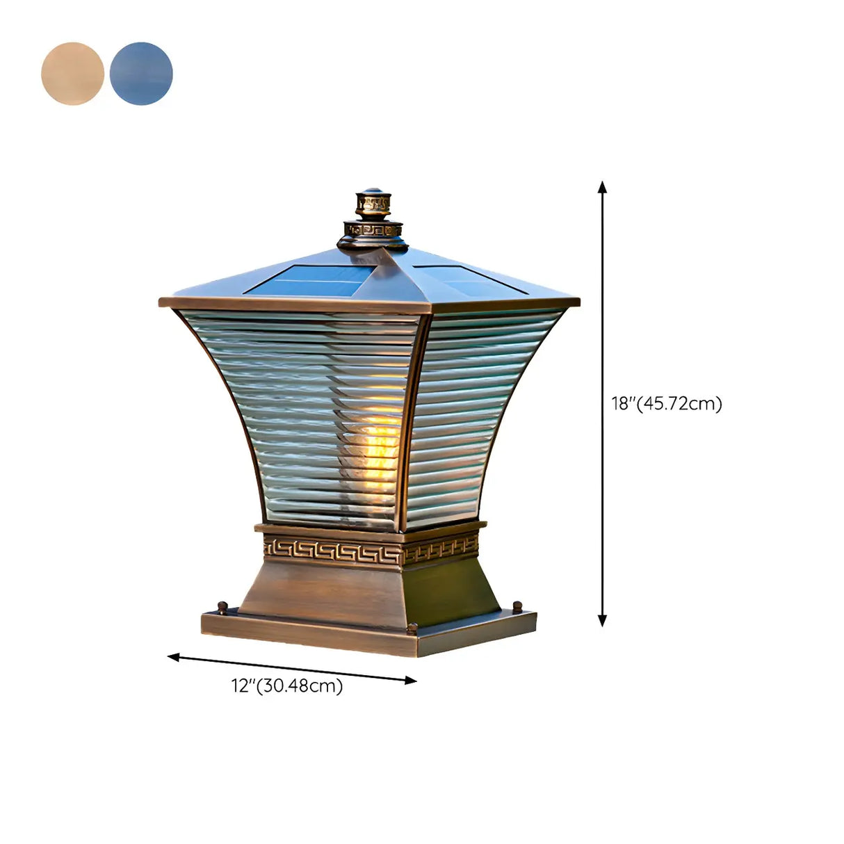 Elegant Vintage Bronze Glass Post Outdoor Table Lamp Image - 15