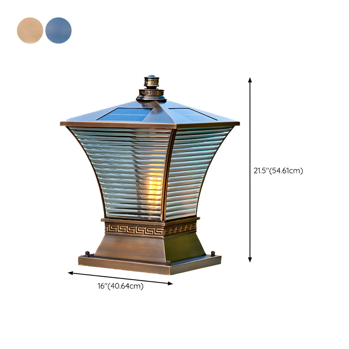 Elegant Vintage Bronze Glass Post Outdoor Table Lamp Image - 16