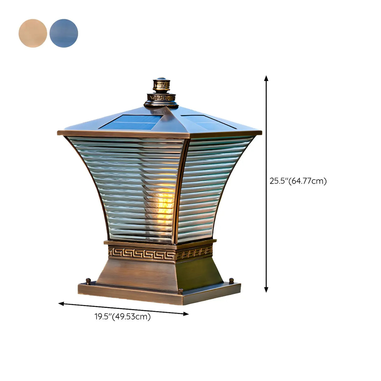 Elegant Vintage Bronze Glass Post Outdoor Table Lamp Image - 17