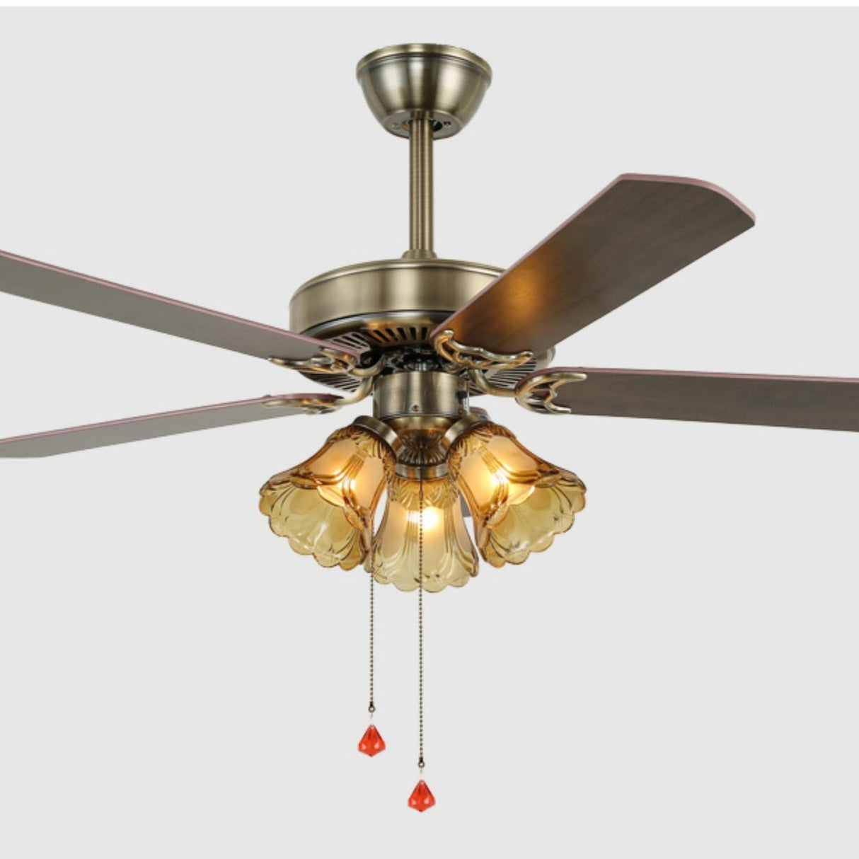 Elegant Vintage Flower Shade 5-Blade Ceiling Fan Light Image - 11