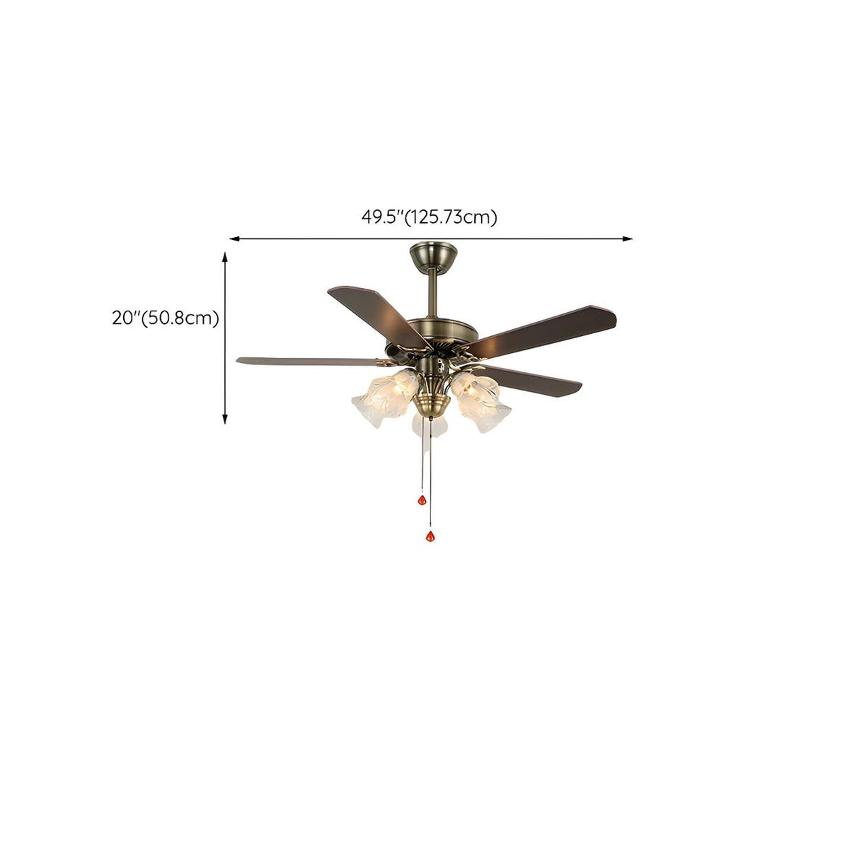 Elegant Vintage Flower Shade 5-Blade Ceiling Fan Light Image - 23