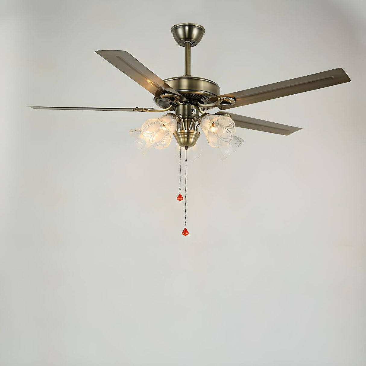 Elegant Vintage Flower Shade 5-Blade Ceiling Fan Light Image - 5