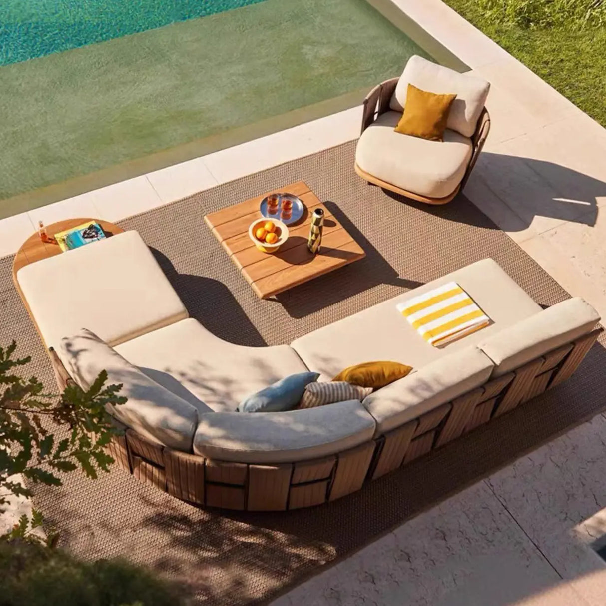 Elegant Waterproof Curved Patio Sofa Set with Cushions Image - 4