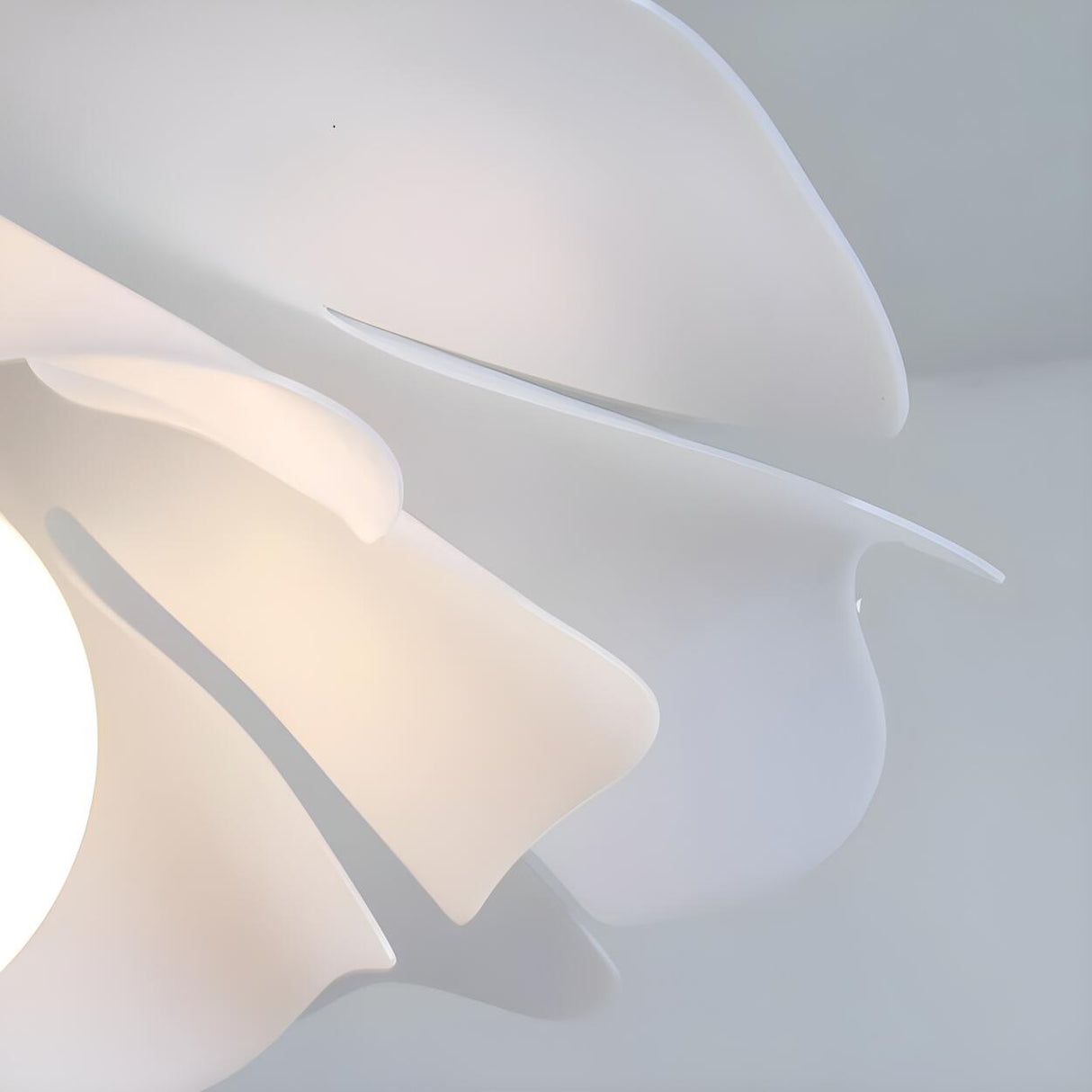 Elegant White Acrylic Flower Curved Bedroom Pendant Light Image - 11