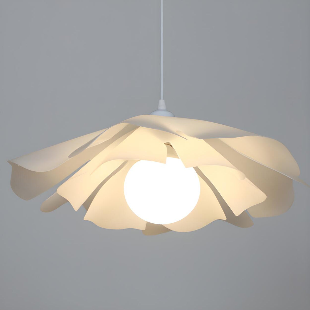 Elegant White Acrylic Flower Curved Bedroom Pendant Light Image - 7