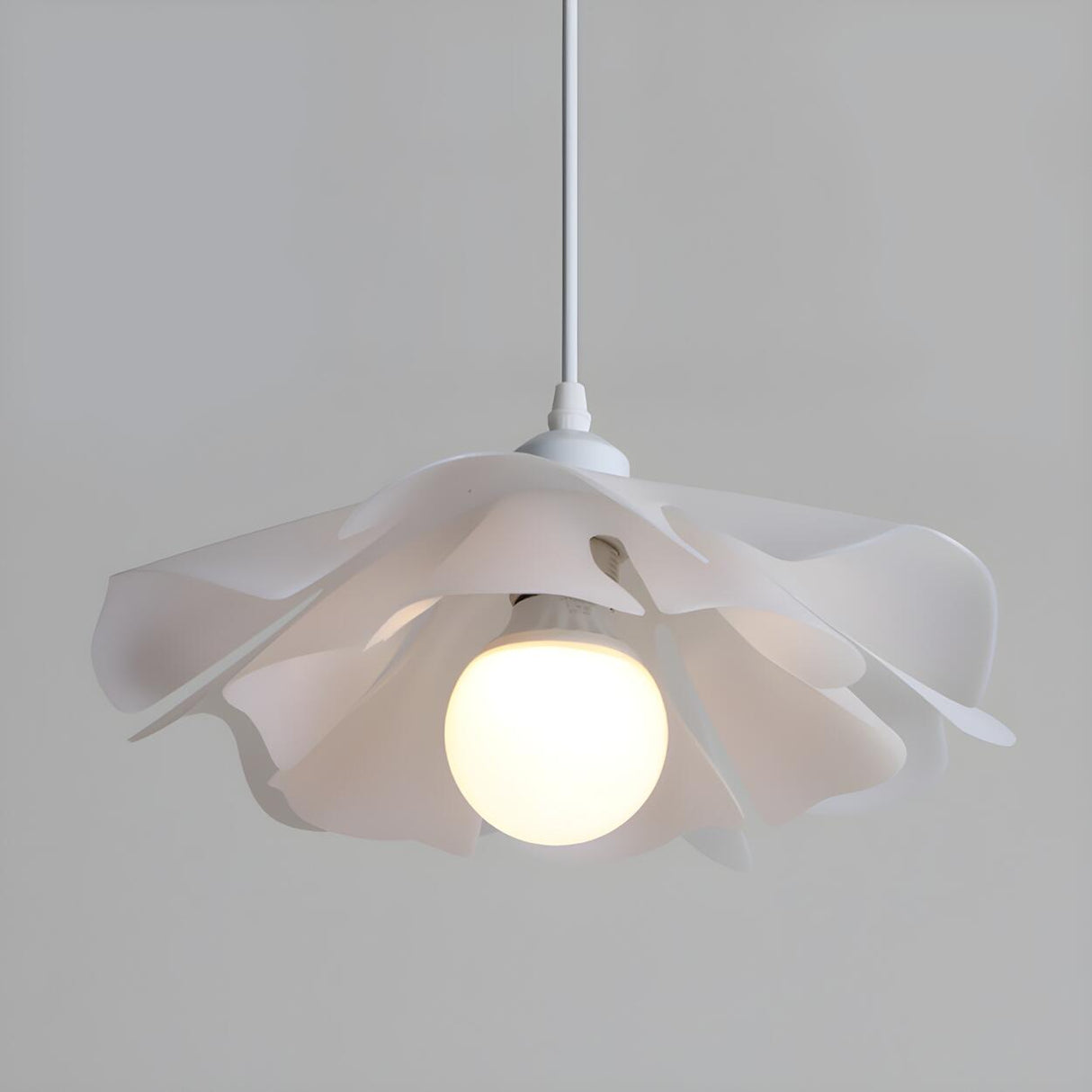 Elegant White Acrylic Flower Curved Bedroom Pendant Light Image - 8