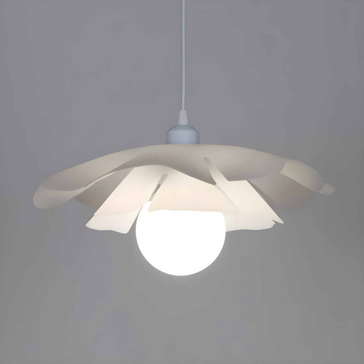 Elegant White Acrylic Flower Curved Bedroom Pendant Light Image - 9