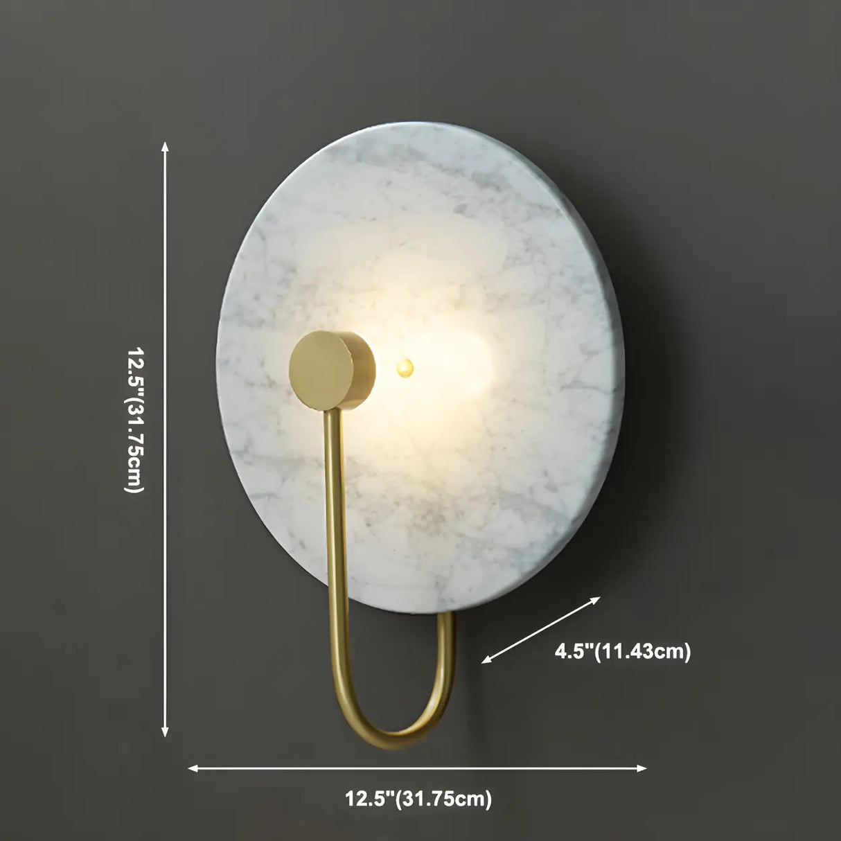Elegant White Round Marble Mini Ambient Wall Sconce Image - 6
