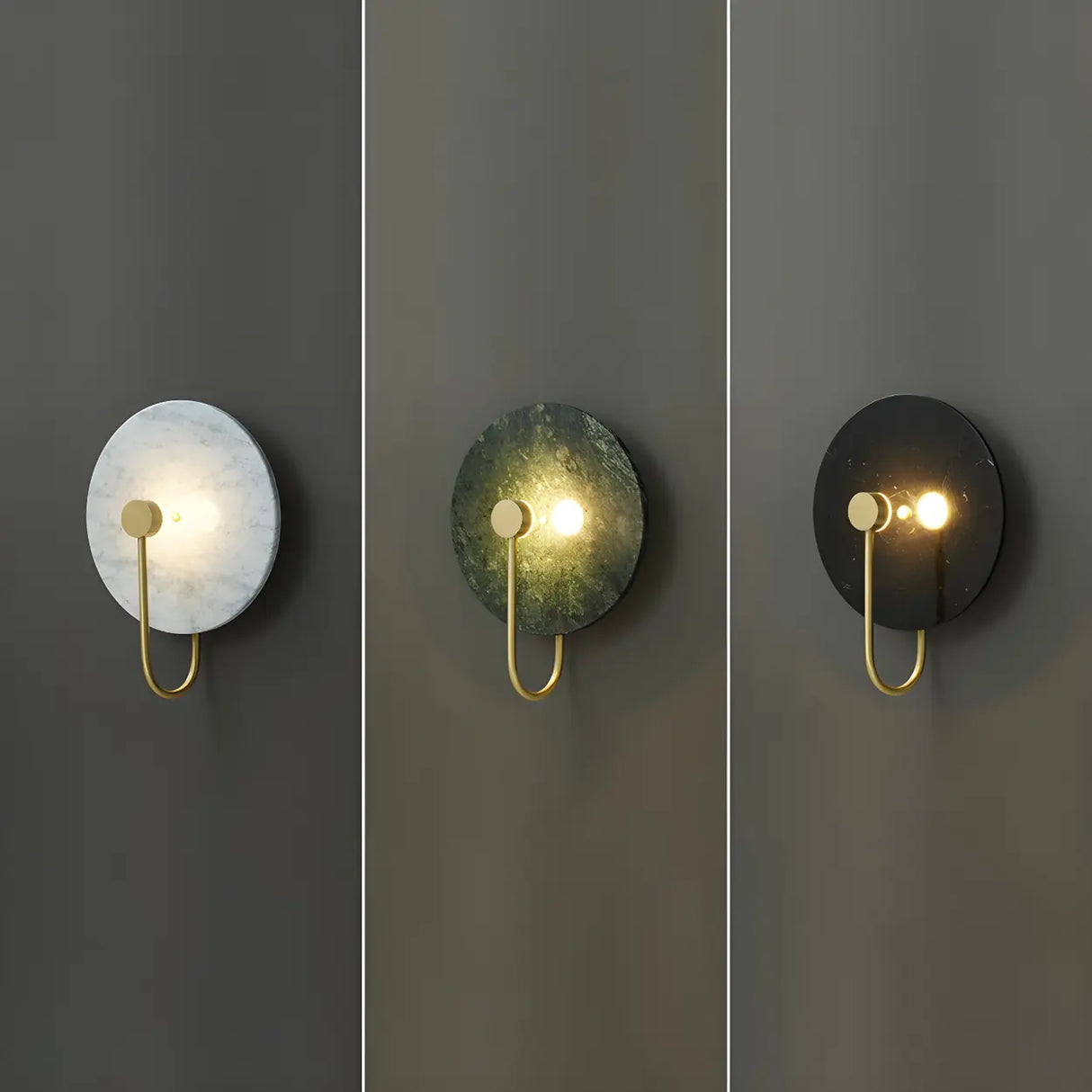 Elegant White Round Marble Mini Ambient Wall Sconce Image - 7