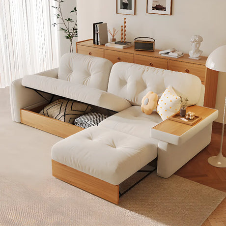 Elegant White Scratch Resistant Fabric Storage Sofa Image - 1