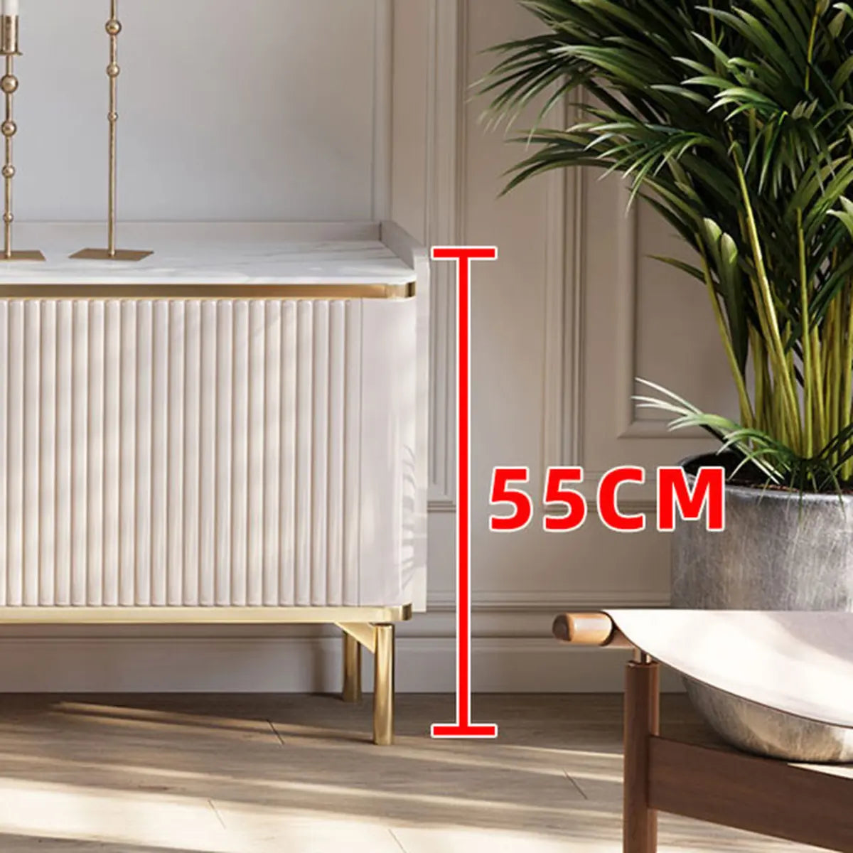 Elegant White Stone Enclosed Storage Rectangle TV Stand Image - 5