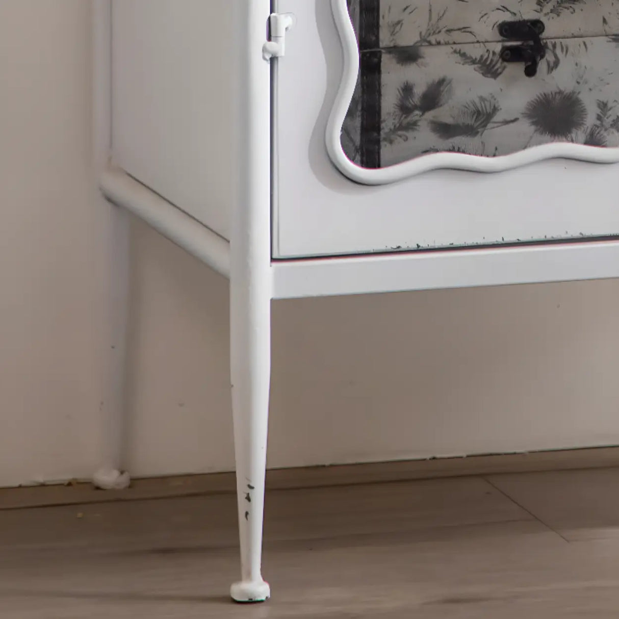 Elegant White Wave Design Metal Storage China Cabinet Image - 8