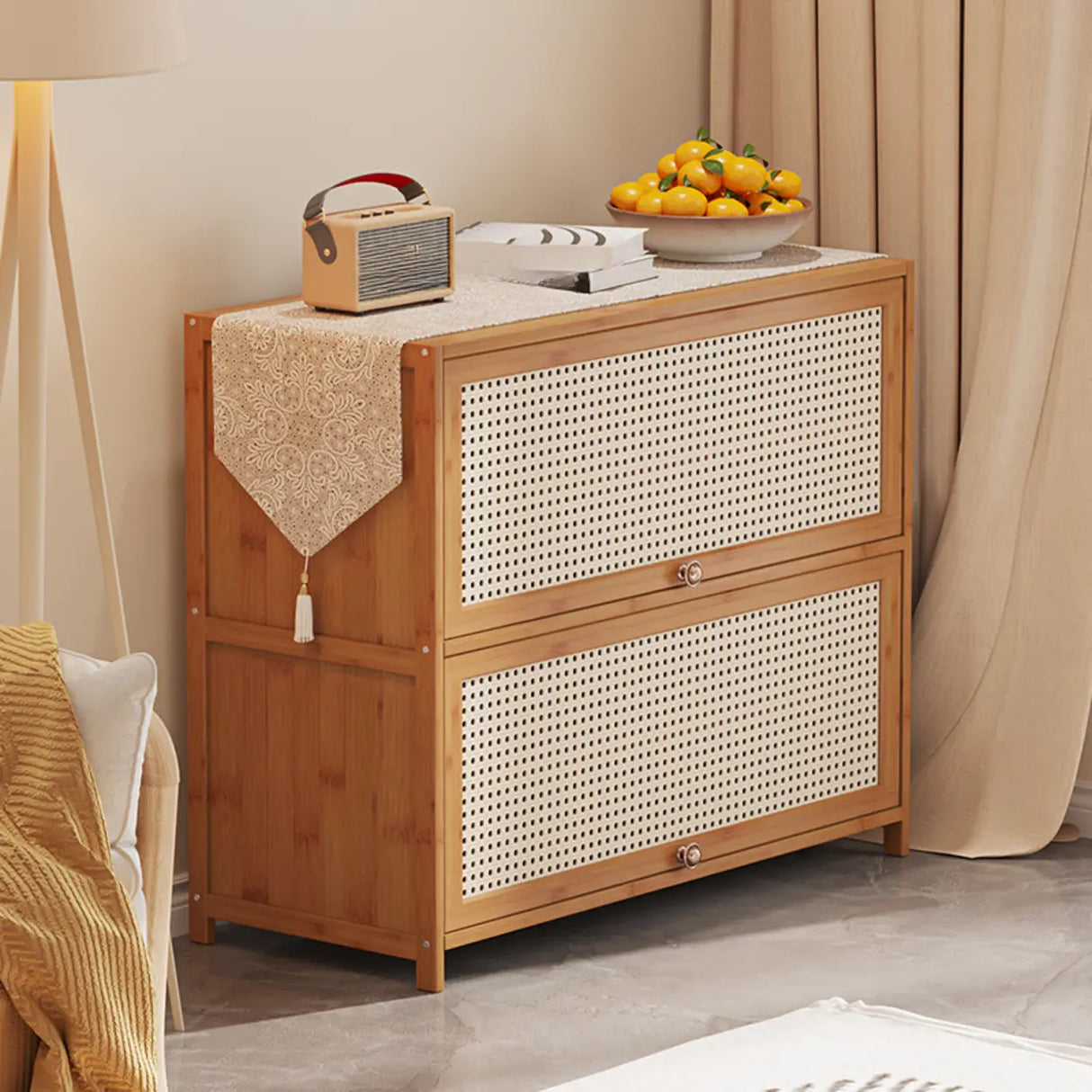 Elegant Wooden Mesh Closed Back Rectangular Bookcases Image - 1