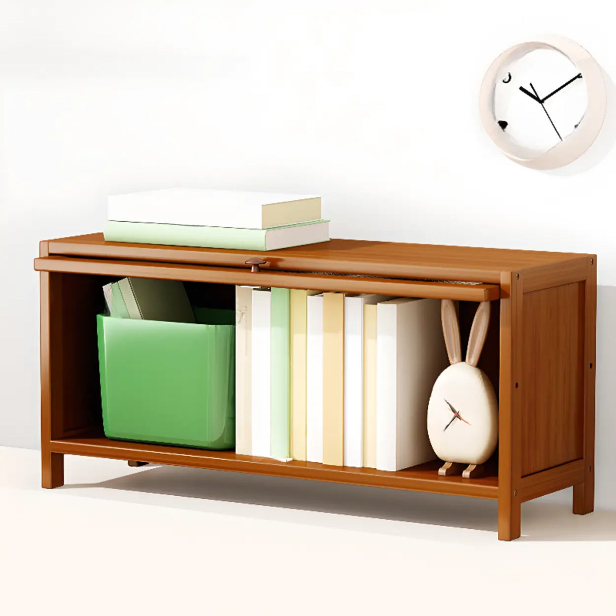 Elegant Wooden Mesh Closed Back Rectangular Bookcases Image - 10