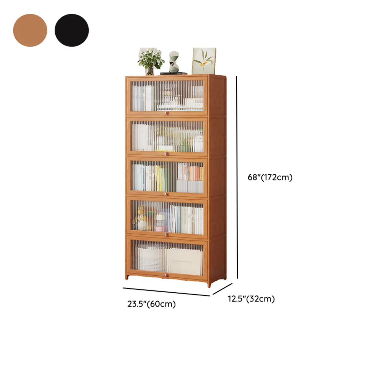 Elegant Wooden Mesh Closed Back Rectangular Bookcases Image - 101