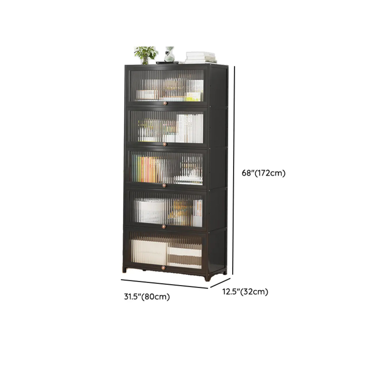 Elegant Wooden Mesh Closed Back Rectangular Bookcases Image - 103