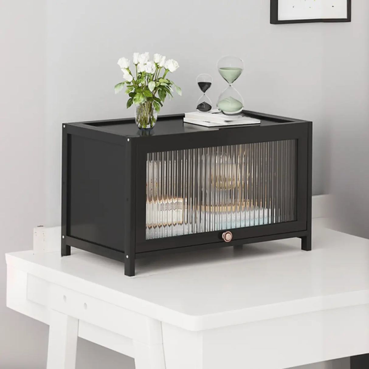 Elegant Wooden Mesh Closed Back Rectangular Bookcases Image - 16