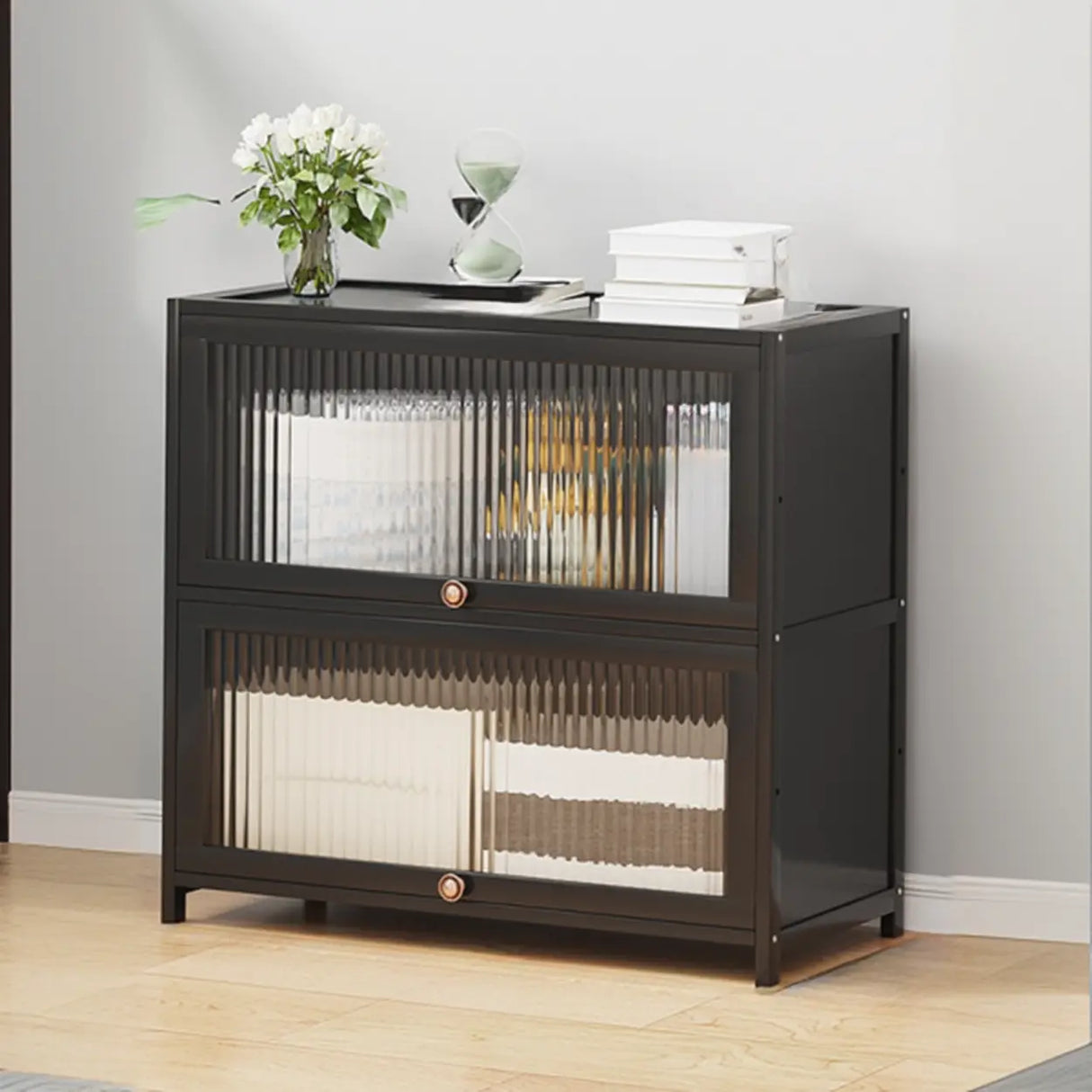 Elegant Wooden Mesh Closed Back Rectangular Bookcases Image - 20