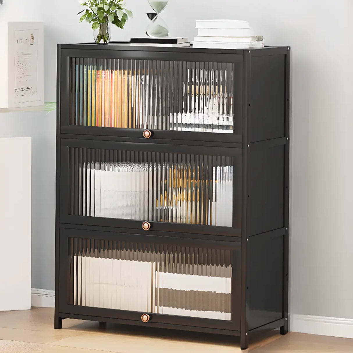 Elegant Wooden Mesh Closed Back Rectangular Bookcases Image - 21