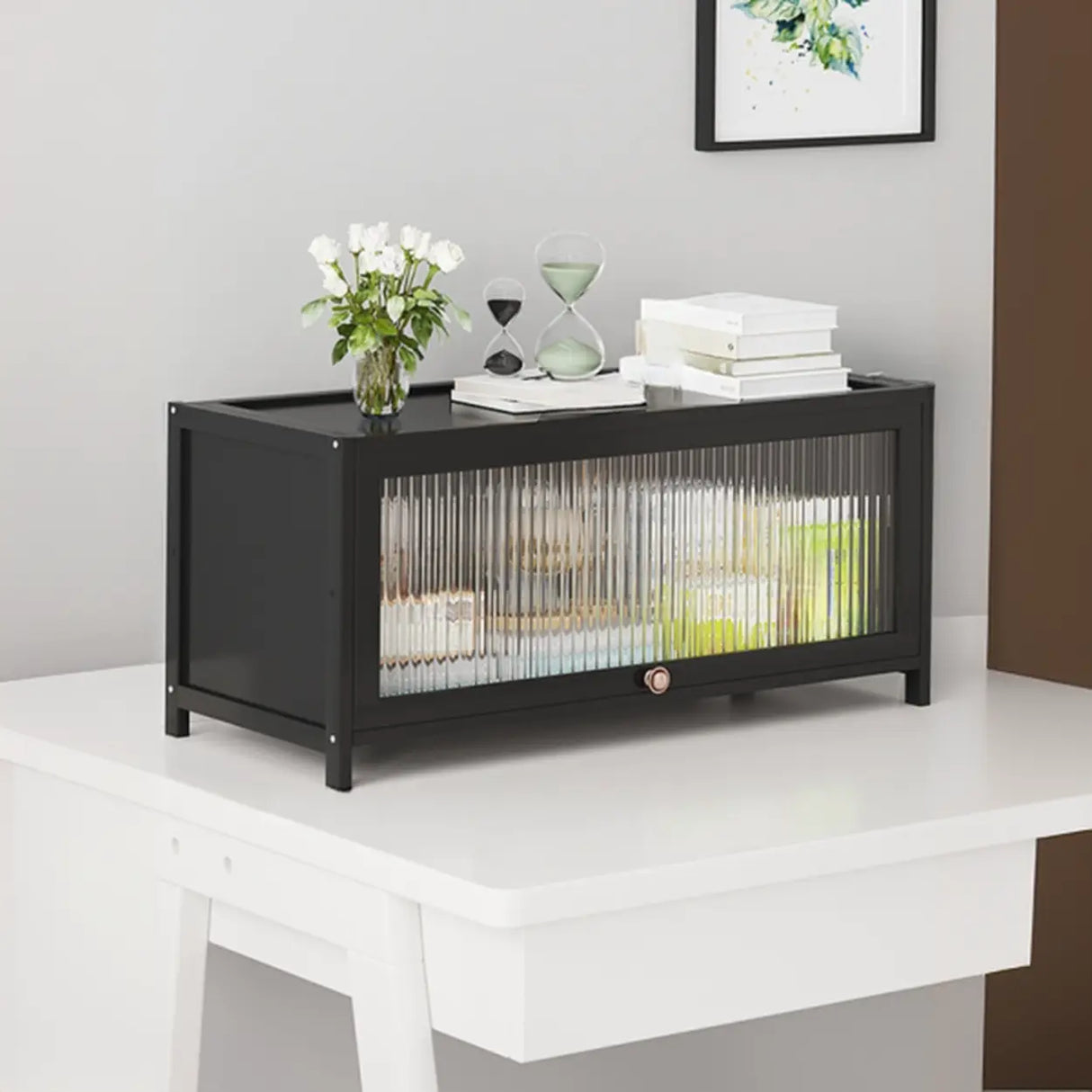 Elegant Wooden Mesh Closed Back Rectangular Bookcases Image - 25