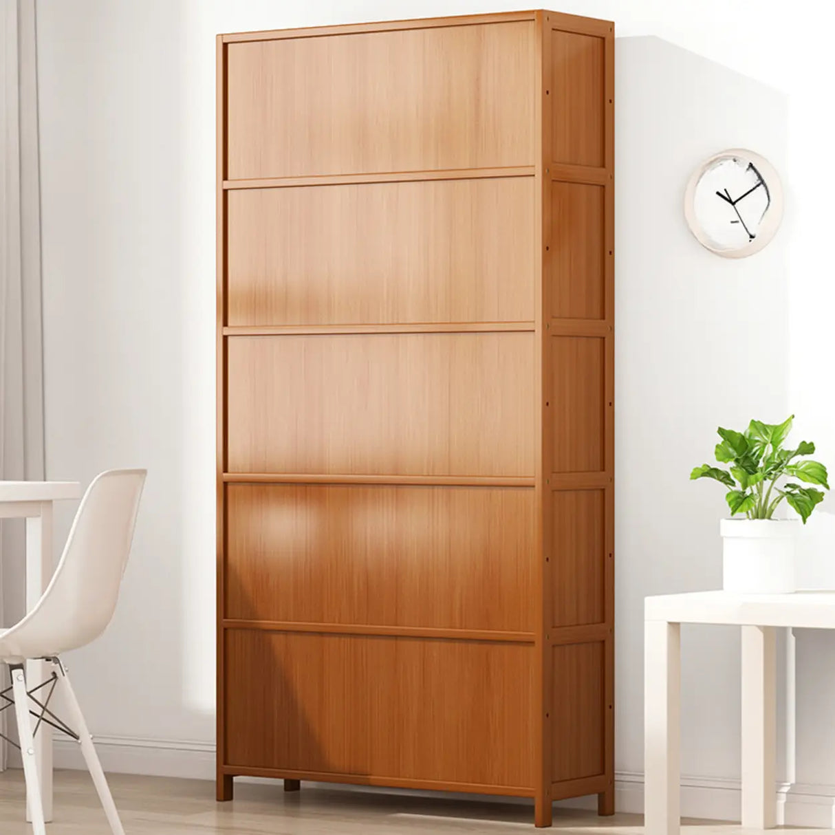 Elegant Wooden Mesh Closed Back Rectangular Bookcases Image - 3