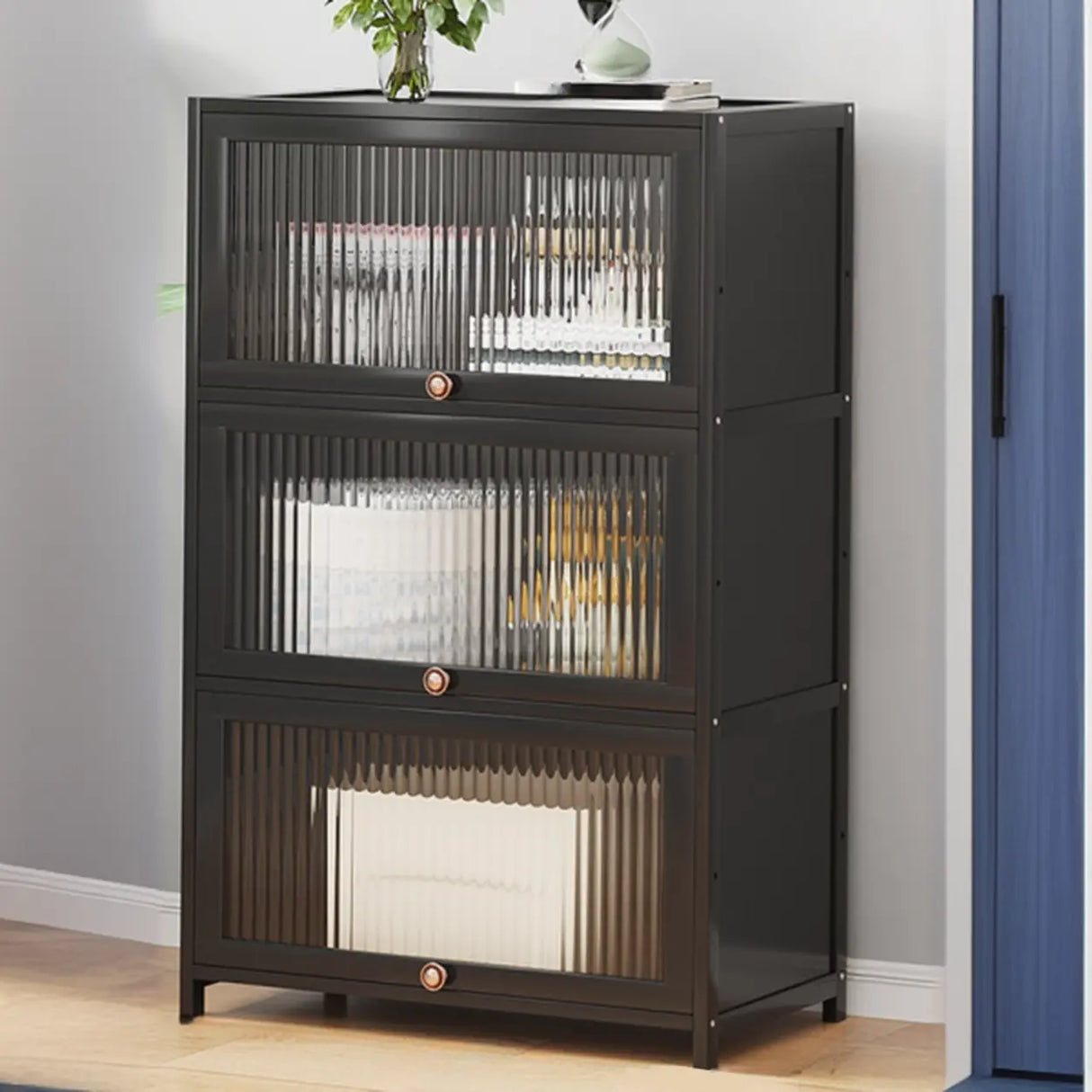 Elegant Wooden Mesh Closed Back Rectangular Bookcases Image - 30