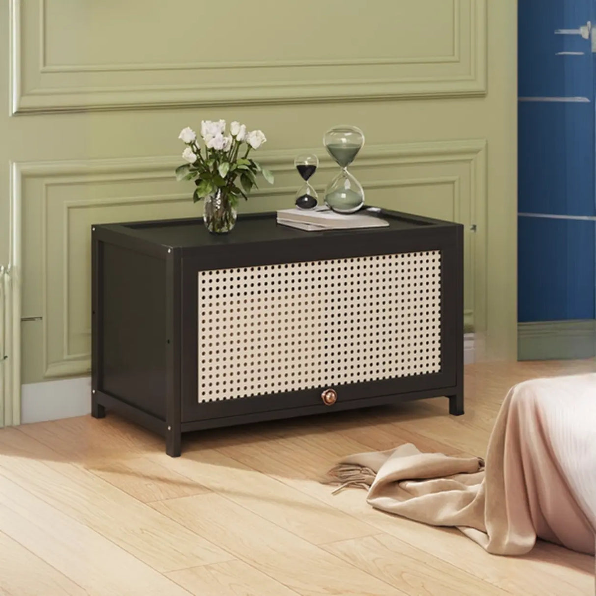 Elegant Wooden Mesh Closed Back Rectangular Bookcases Image - 31