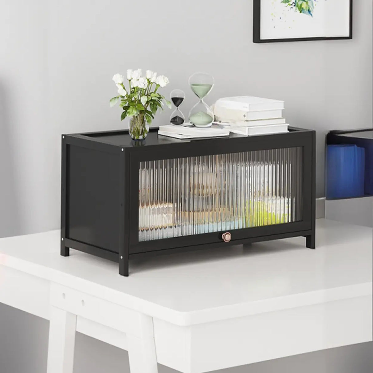 Elegant Wooden Mesh Closed Back Rectangular Bookcases Image - 35