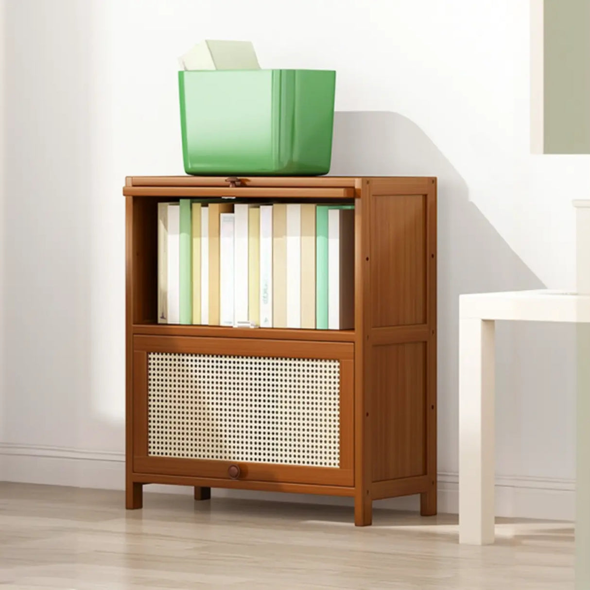 Elegant Wooden Mesh Closed Back Rectangular Bookcases Image - 53