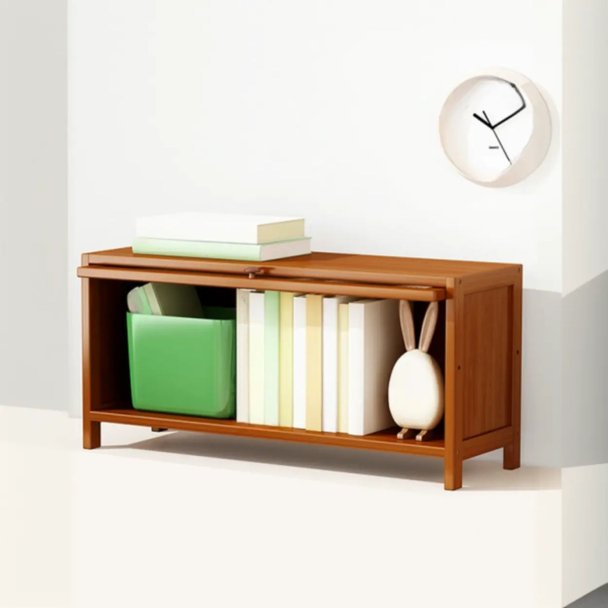 Elegant Wooden Mesh Closed Back Rectangular Bookcases Image - 54