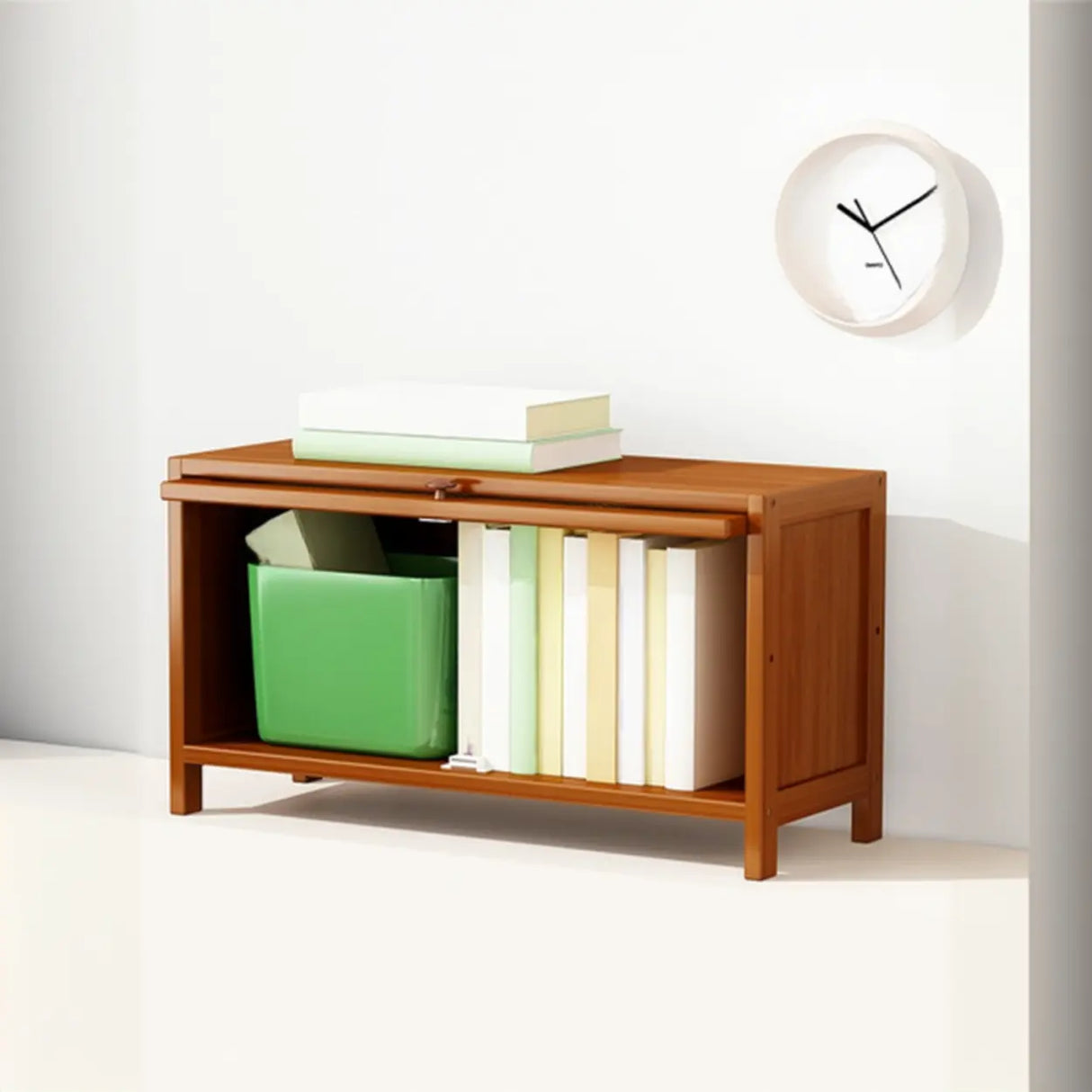 Elegant Wooden Mesh Closed Back Rectangular Bookcases Image - 55