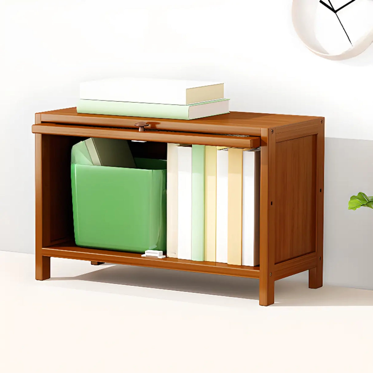 Elegant Wooden Mesh Closed Back Rectangular Bookcases Image - 56