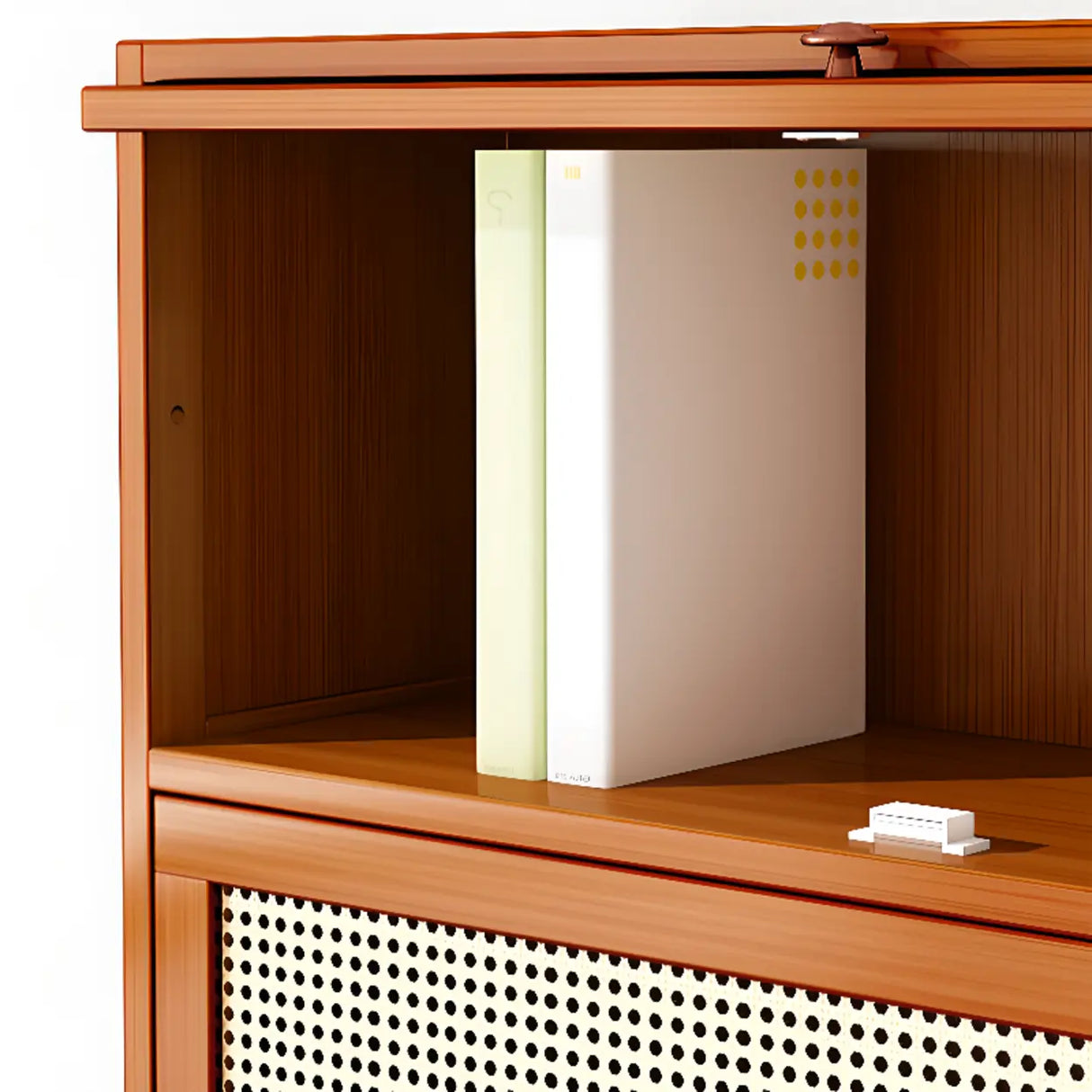 Elegant Wooden Mesh Closed Back Rectangular Bookcases Image - 6