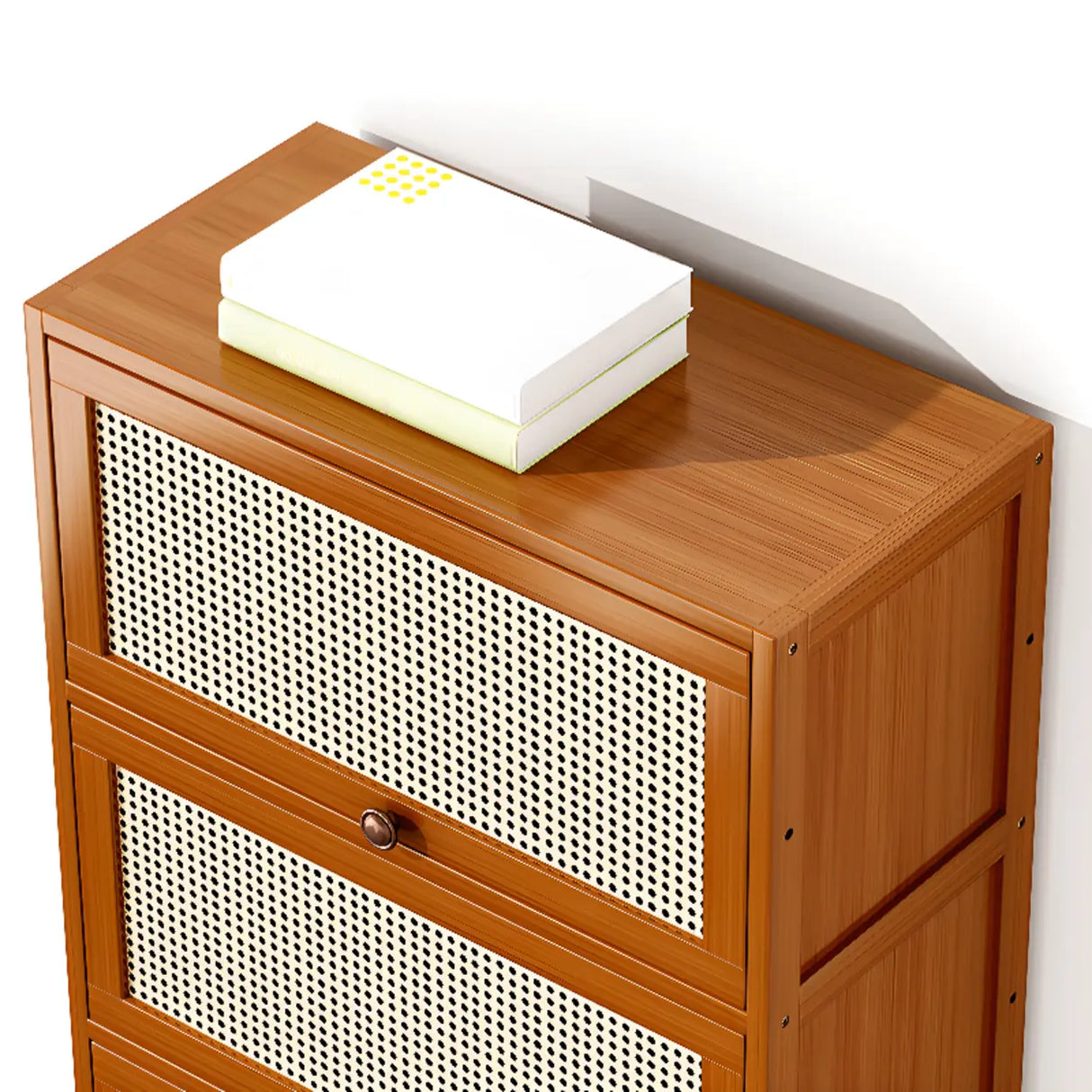 Elegant Wooden Mesh Closed Back Rectangular Bookcases Image - 7