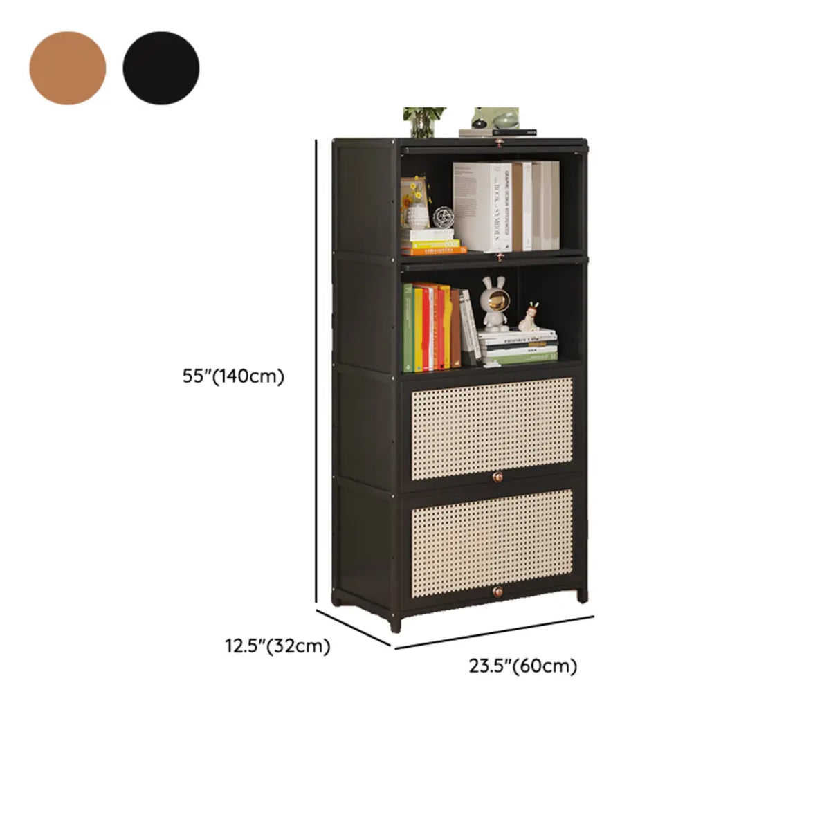 Elegant Wooden Mesh Closed Back Rectangular Bookcases Image - 80