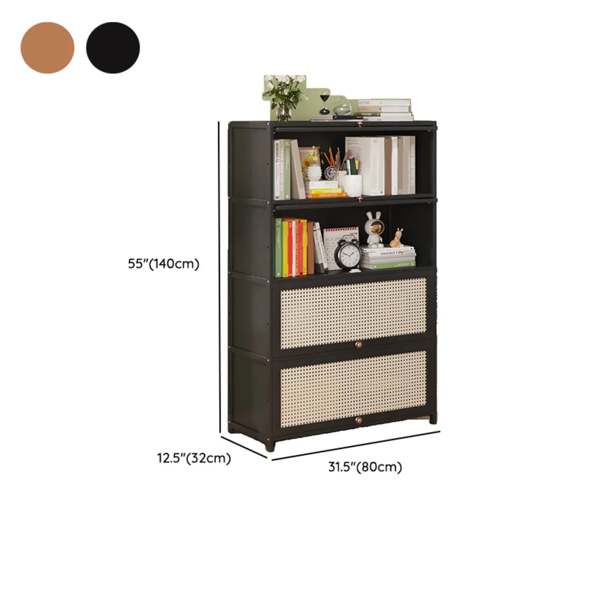 Elegant Wooden Mesh Closed Back Rectangular Bookcases Image - 82