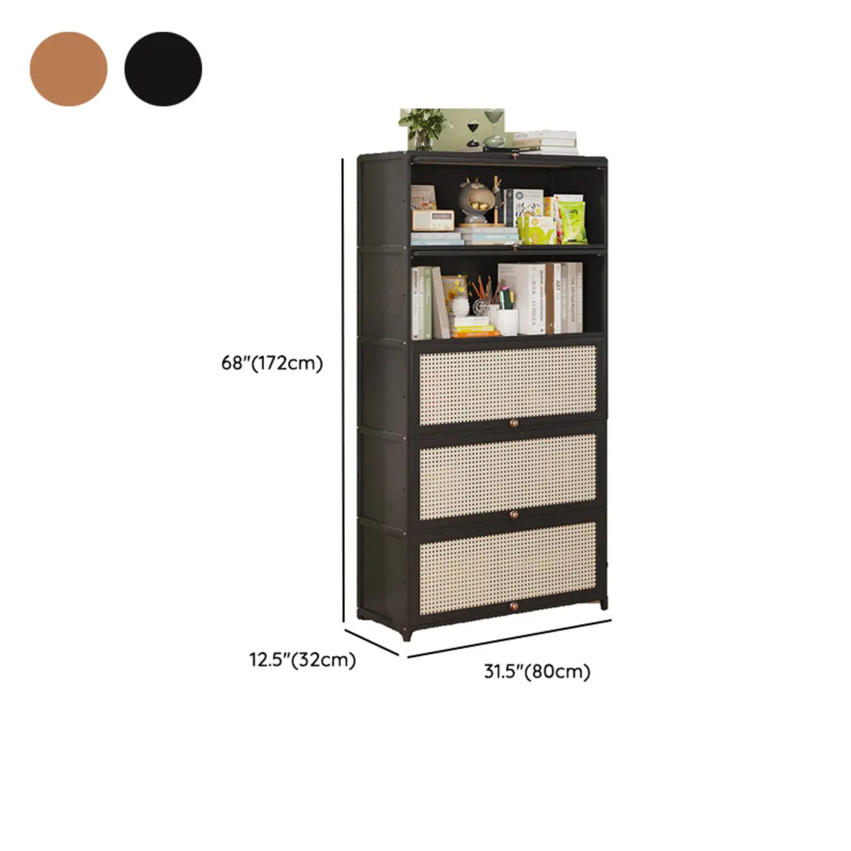 Elegant Wooden Mesh Closed Back Rectangular Bookcases Image - 85