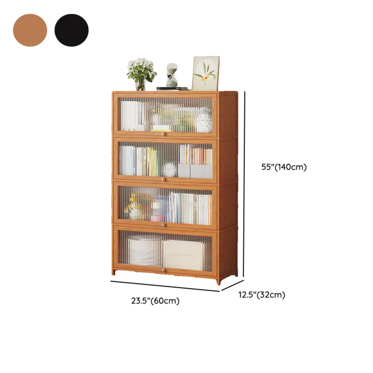 Elegant Wooden Mesh Closed Back Rectangular Bookcases Image - 98