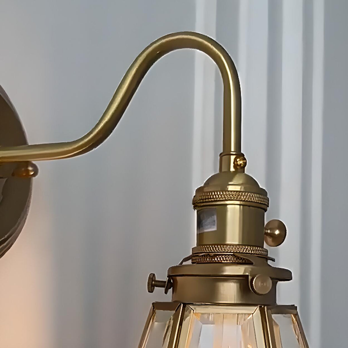 Embossed Glass Shade Gold Cone LED Wall Sconce Image - 12