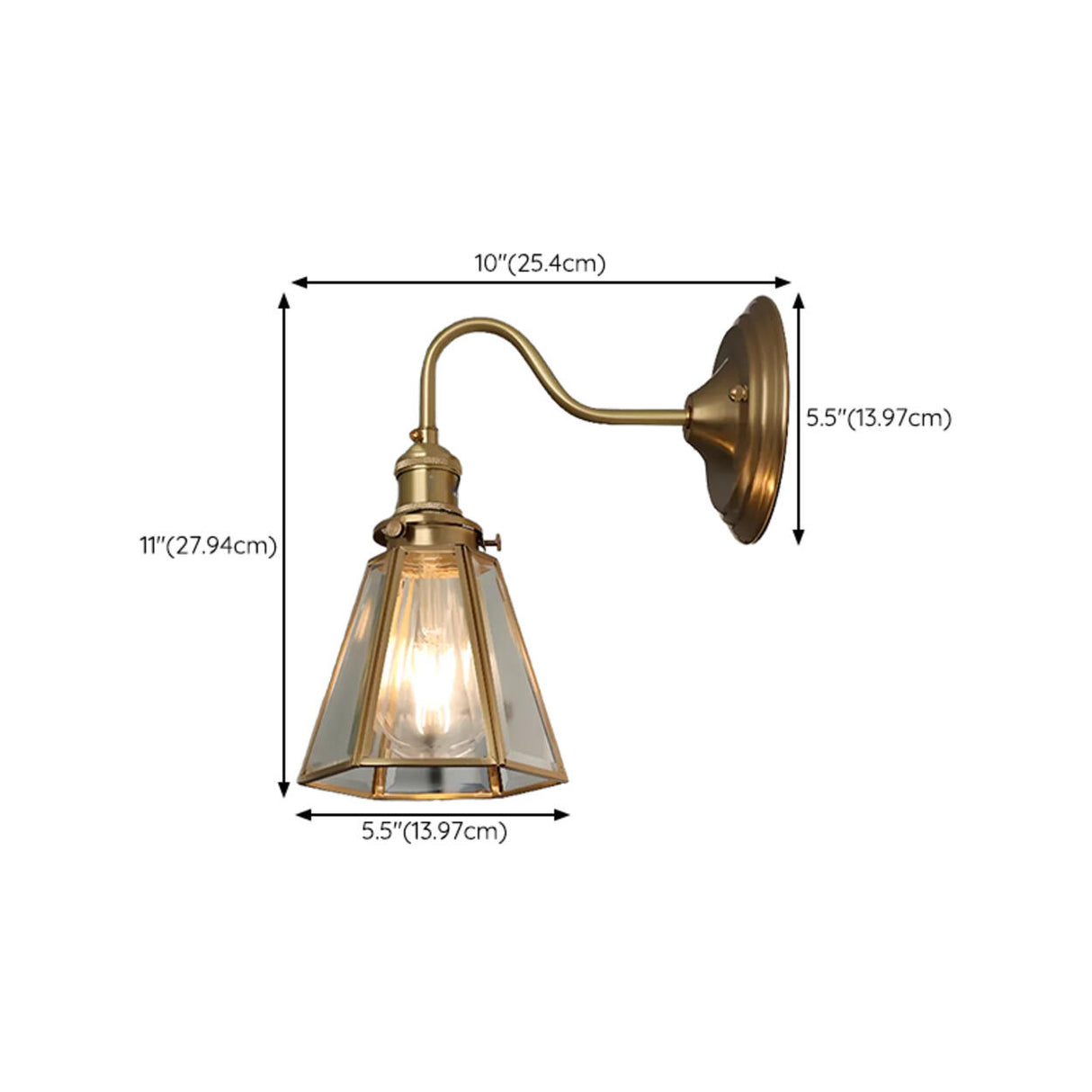Embossed Glass Shade Gold Cone LED Wall Sconce Image - 16