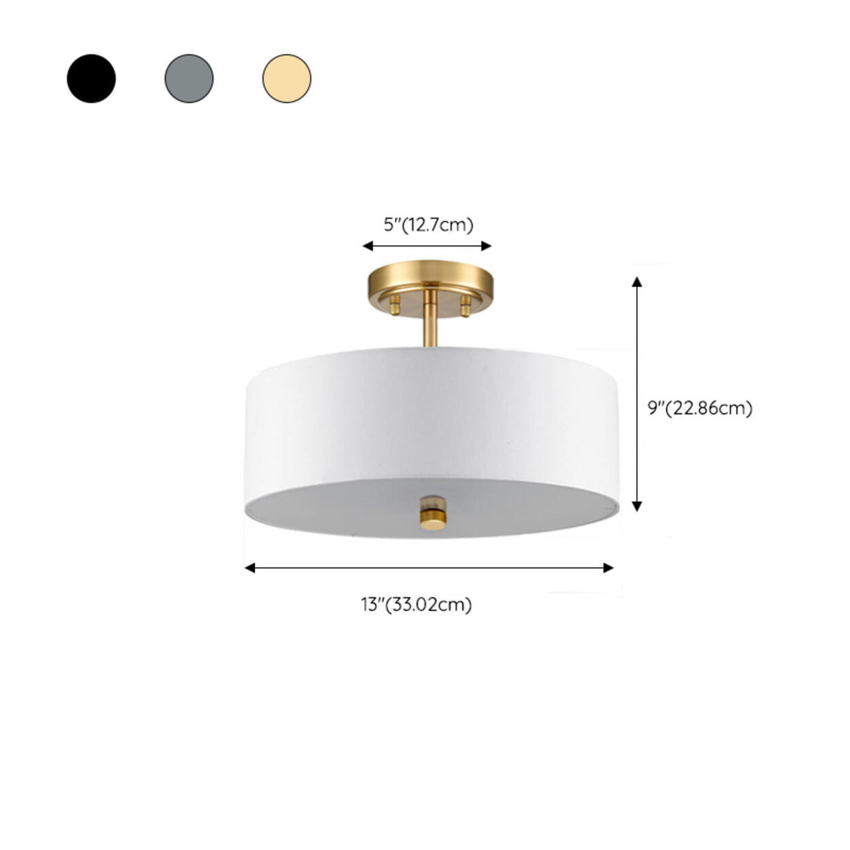 Entrance Mini Fabric Cylinder Semi-Flush Mount Lamp