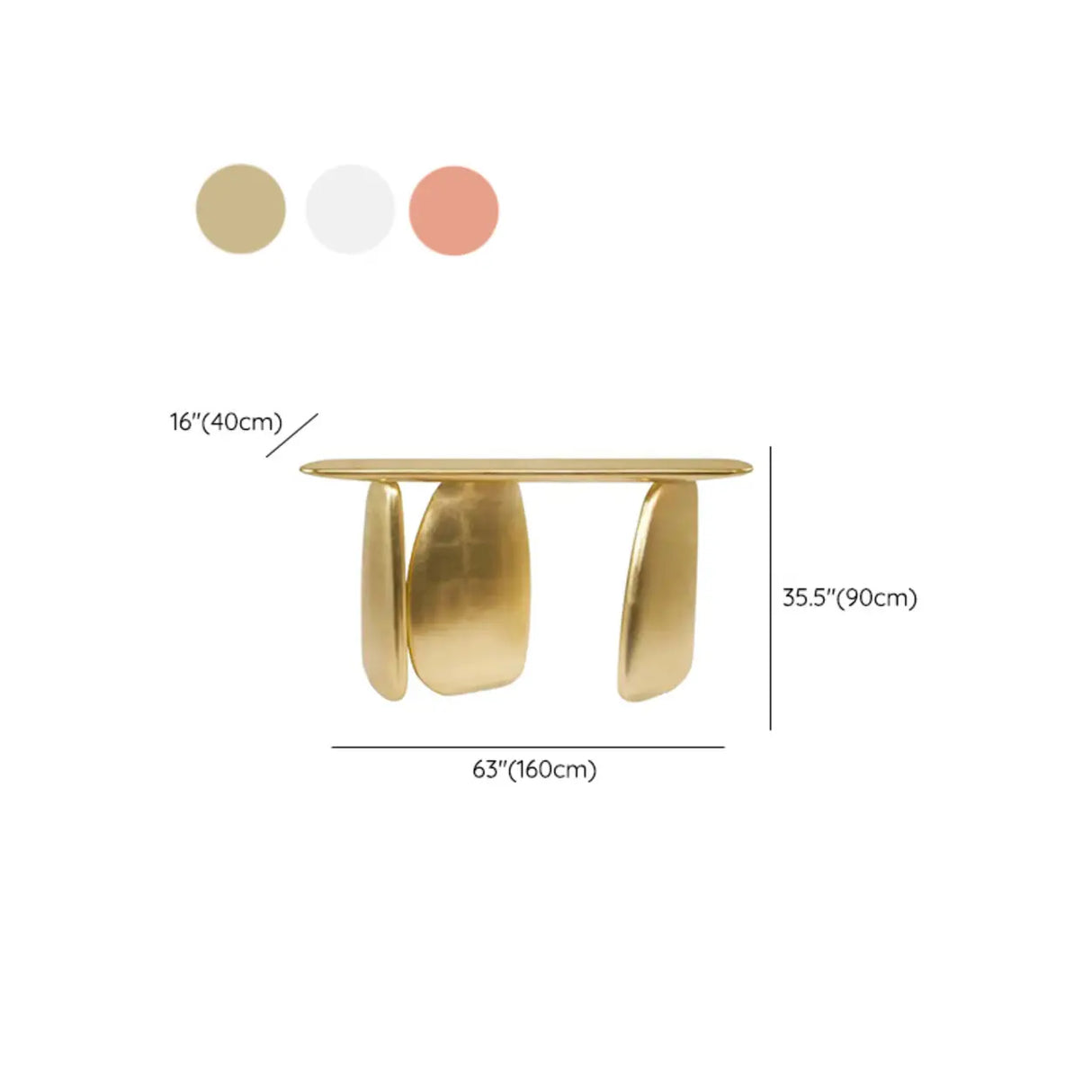 Entrance Three Leg Golden Metal Sculptural Console Table Image - 11