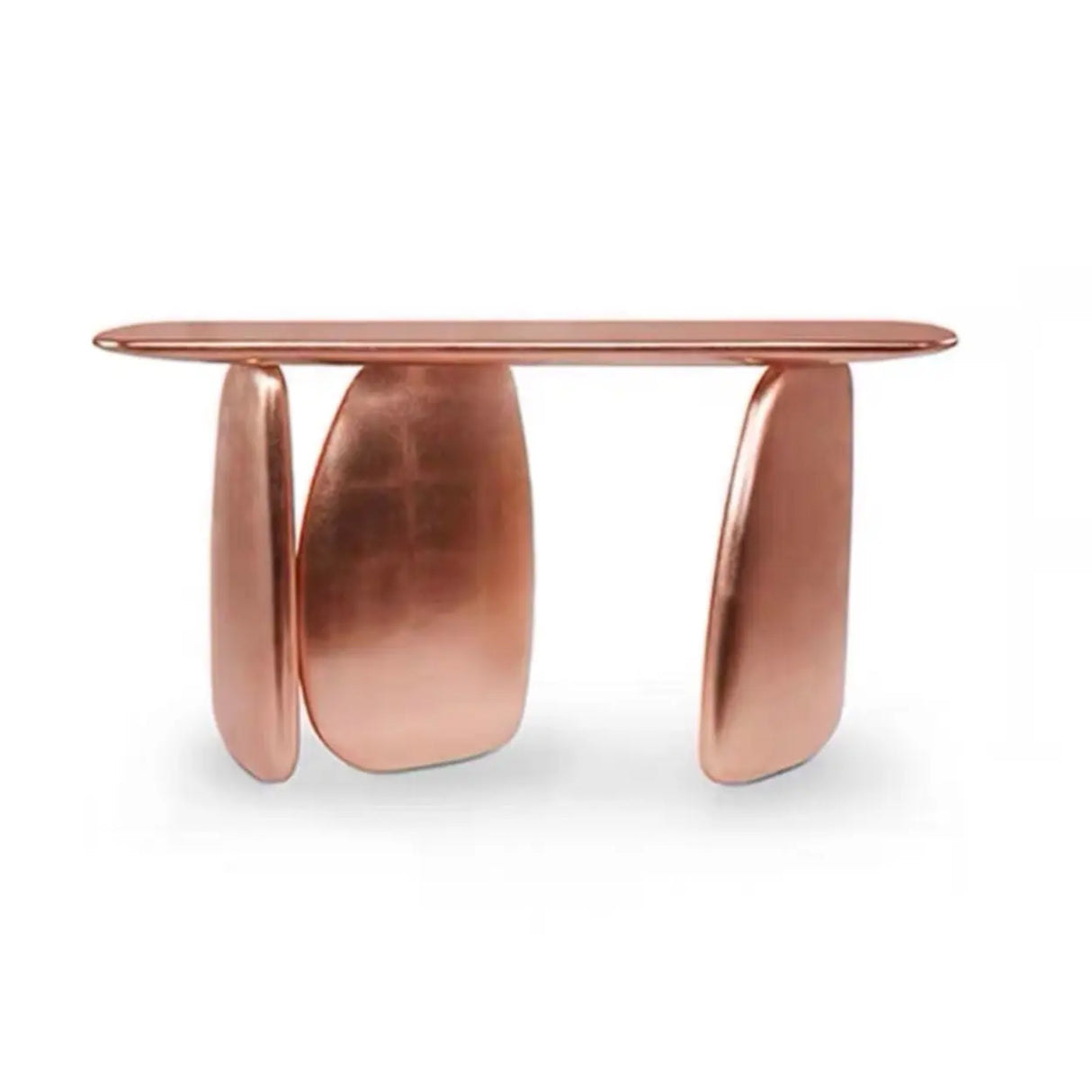 Entrance Three Leg Golden Metal Sculptural Console Table Image - 5