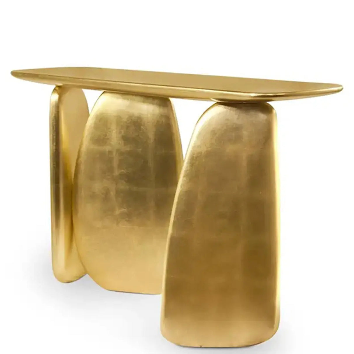 Entrance Three Leg Golden Metal Sculptural Console Table Image - 6