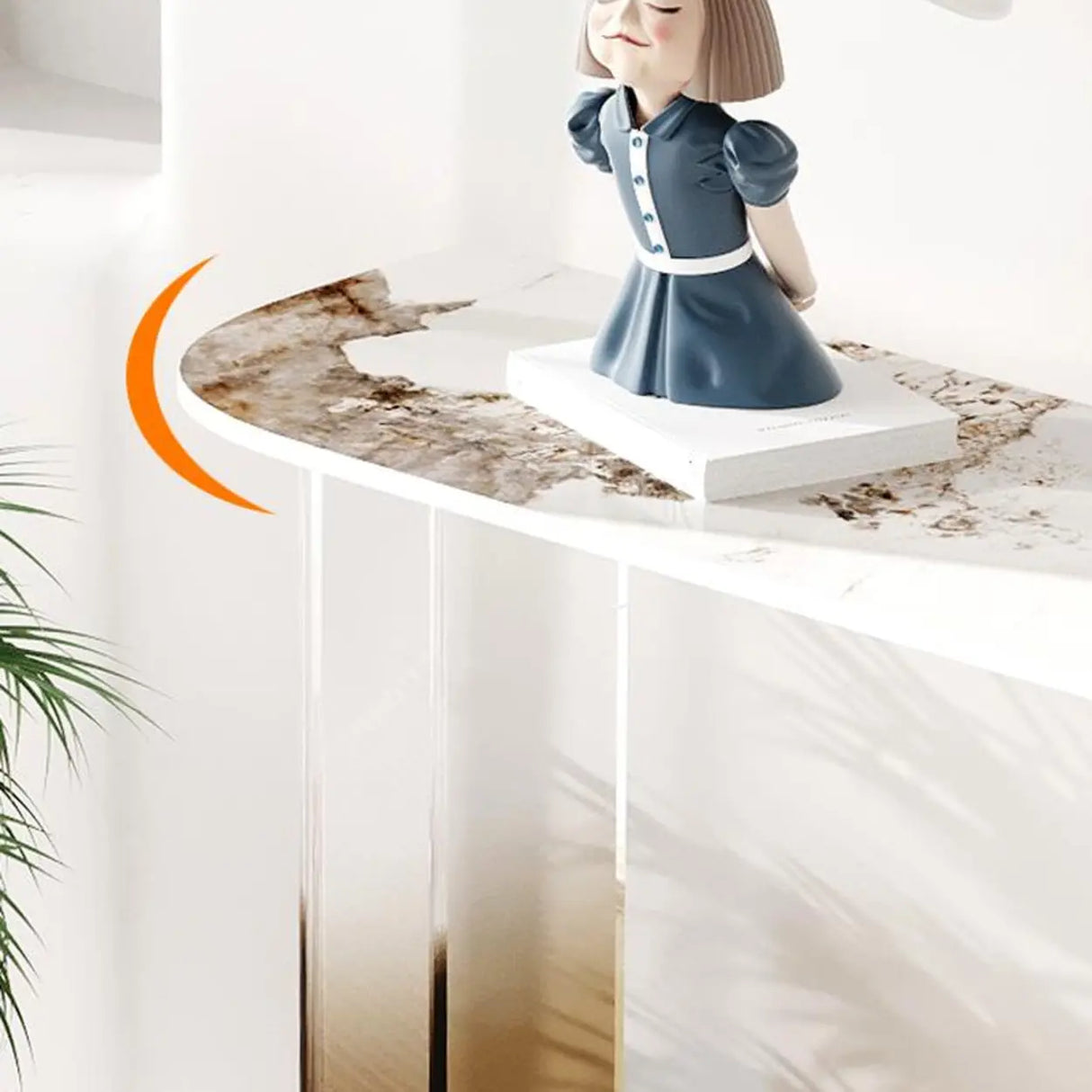 Entry Double Pedestal Acrylic Marble Top Console Table Image - 10